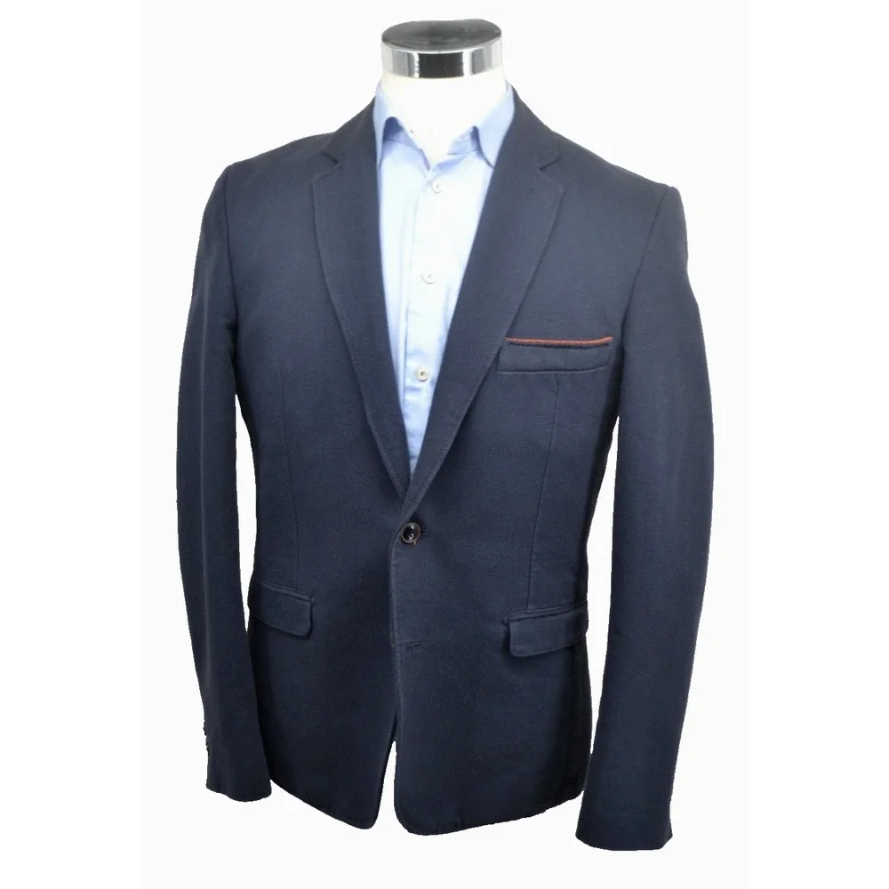 MEXX Men's 2 Button Half Lined Cotton Blend Sport Coat SIZE 40R Solid Navy